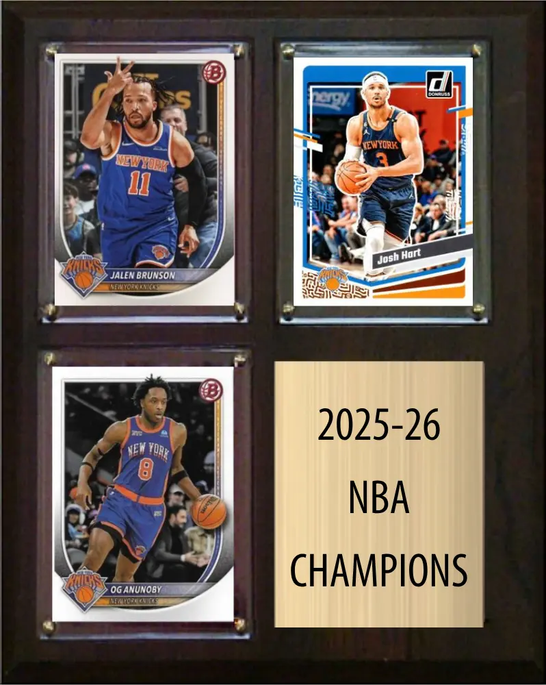 New York Knicks 2025-26 NBA Champions Fan Gift Plaque 8x10 3 Cards Brunson Anunoby