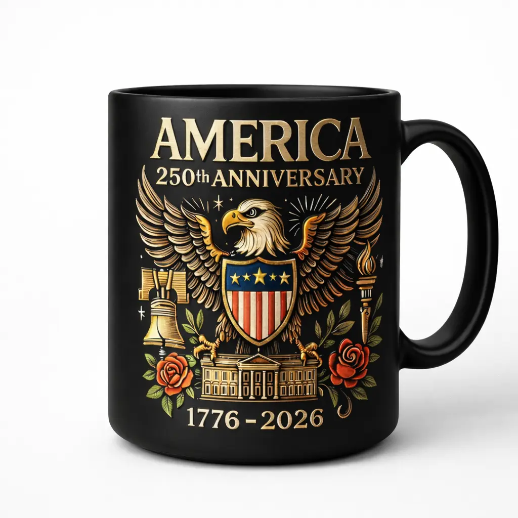 America 250th Anniversary Mug, Patriotic Bald Eagle, Liberty Bell & 1776–2026 Heritage Design, Perfect Gift for Veterans, Patriots & History Lovers