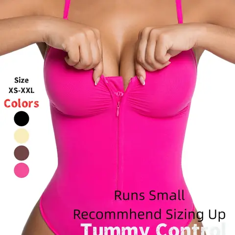 Women's Seamless Smooth Slim Fashion Shapewear Bodysuit, Front-Zipper Design, Firm Tummy Control Thong Style, Year-Round Wear, Comfortable Fit, Flat Belly Shapewear, Abdomen Bodysuit