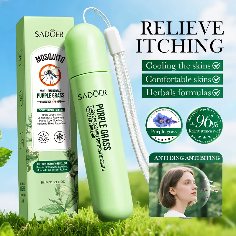 Lithospermum Mint Mosquito Roll-On, Anti-Itch Soothing, Summer Outdoor Camping Must-Have