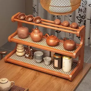 Desktop Bogu rack, tea room, tea table rack, small purple clay pot, teapot storage rack, tea cup, tea display rack.