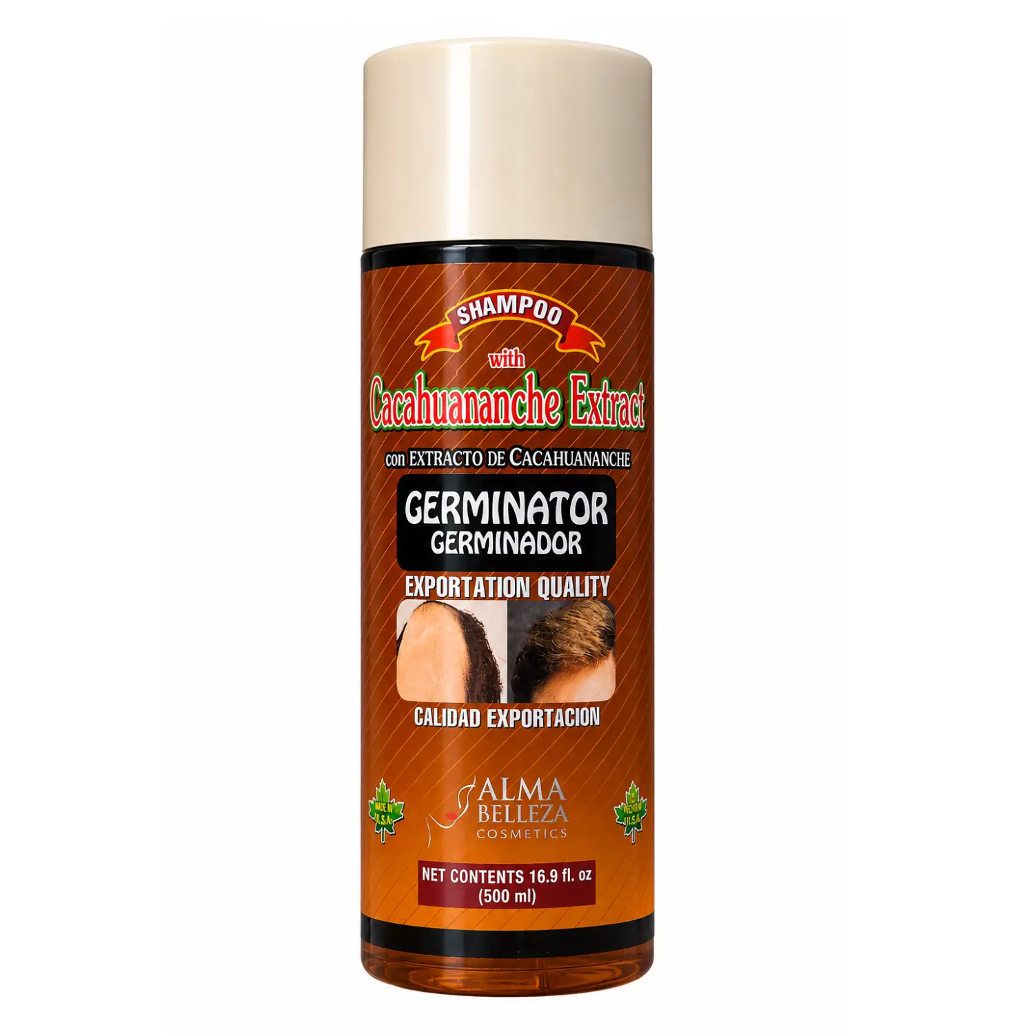 Plantimex Cacahuananche Germinator Shampoo, Nourishing Moisturizer to Hydrate & Promote Hair Growth with Rosemary & Aloe Vera, Alcohol-Free for All Hair Types, 16.9 oz (500ml), Cleanser, Adults, Anti Hair Loss Shampoo Conditioner Haircare