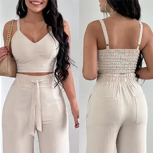 Fashion Suspenders Two-piece Suit Women's Clothing Fabric Red