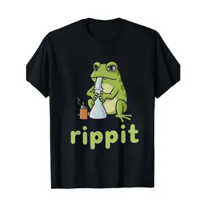 Stoner Frog Graphic T-Shirt for Men & Women, 100% Cotton Streetwear Top, Casual Soft Fit Round Neck Short Sleeve Menswear