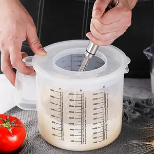 Versatile Mixing Bowl with Lid & Measuring Cups - Durable Plastic, Perfect for Salads & Baking