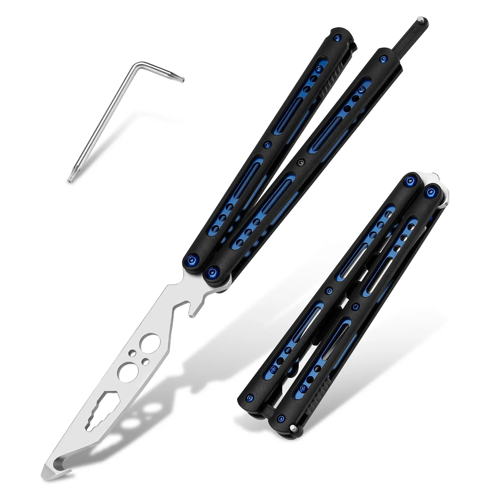 Upgraded PA66 Fiberglass Handle Balisong Butterfly Trainer - Non-Sharp Practice Tool with Dual-Ended Screwdriver, Copper Washers, Ideal for Flipping Practice, EDC Hobby sohochic
