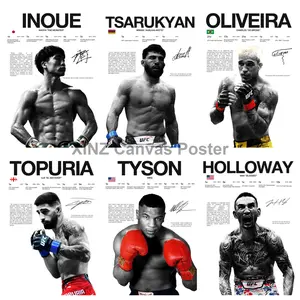 Ultimate Fighting Legend Canvas Poster – Tyson, Naoya Inoue, Holloway, Oliveira, Topuria, and Charutyun – Boxing and UFC Champion Wall Art Collection, Suitable for Gym, Bedroom, and Game Room Decoration