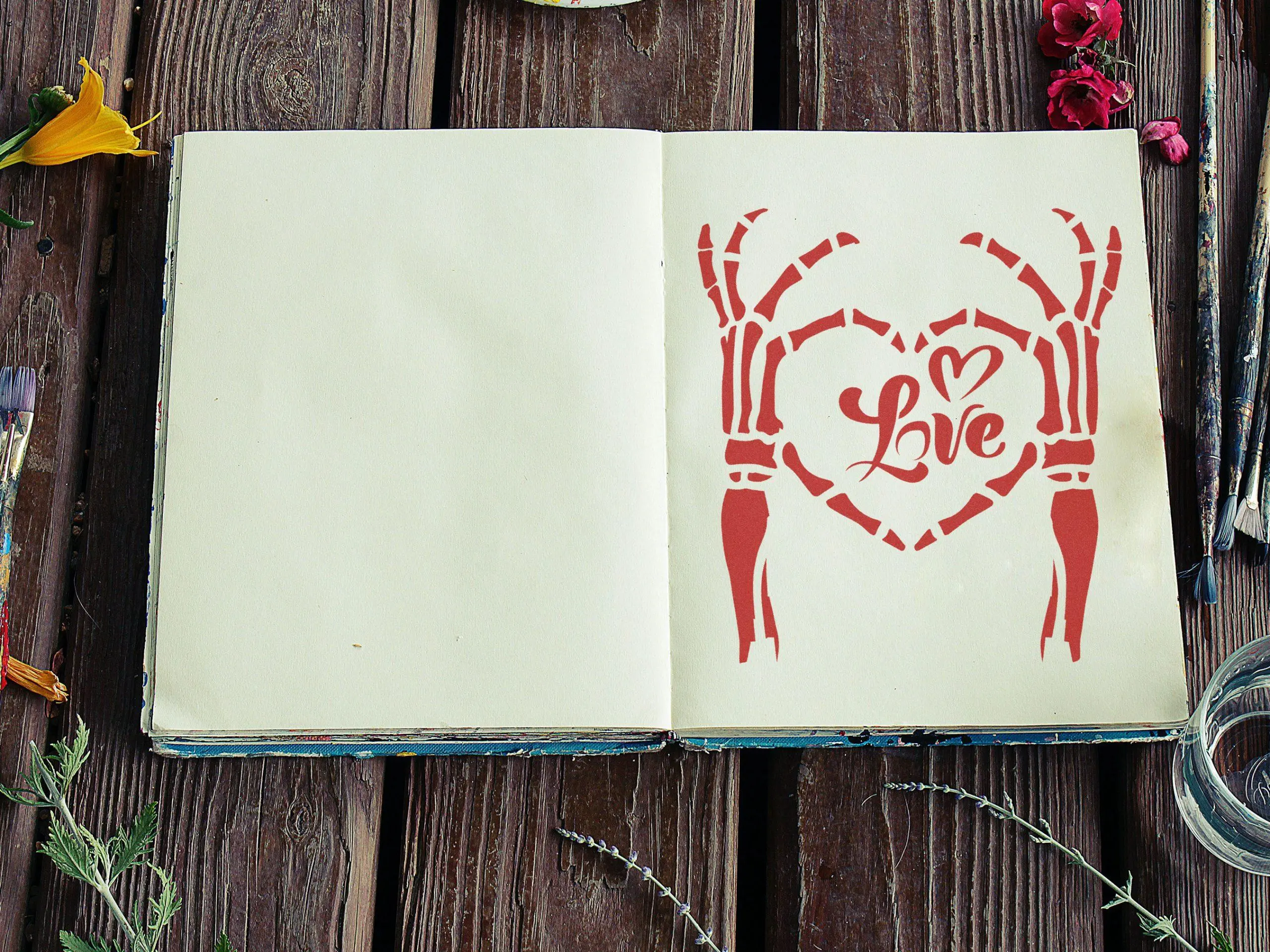Skeleton Hands Heart Love Stencil - Art and Wall Stencil