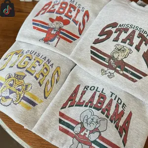 [Sale off 50%] Custom College Retro College Football Mascot Crewneck Sweatshirt Classic Menswear Tops Cotton Sweaters   Sport Fabric Casual Embroidered Hoodie Custom Team Cotton GIft ZBS