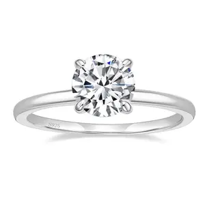 EAMTI 1.5CT 925 Sterling Silver Engagement Rings Round Cut Cubic Zirconia Wedding Promise Rings