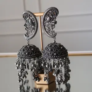 Oversized Black Polish jhumka