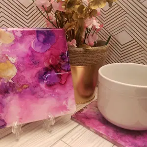 Set of 4 large ceramic coasters