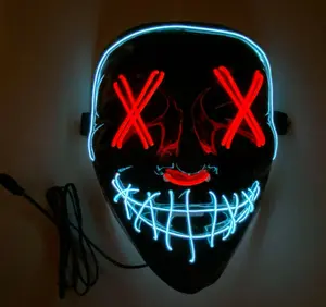 LED Halloween Mask Purge EL Wire 2 COLOR Glow Light up Mask RED WHITE