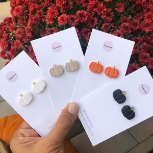 Pumpkin Studs, Clay Earrings