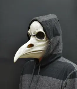 SteamPunk Plague Doctor Mask Halloween Bird Hat Raven Crow Latex Mask WHITE