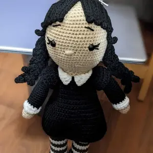 Wednesday handmade crochet doll