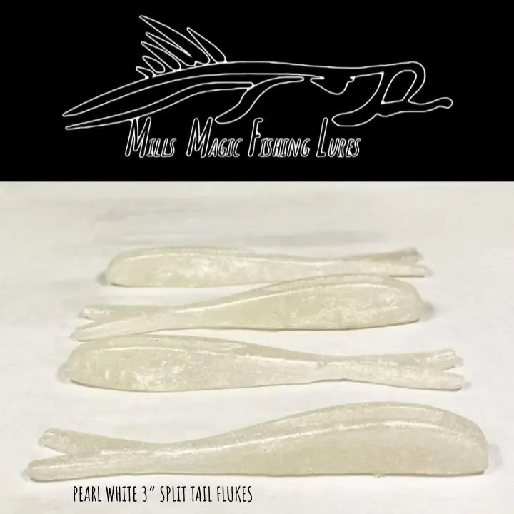 MillsMagicFishingLures 3" Split Tail Flukes 4PK.