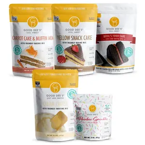 Cupcake Keto Bundle - Gluten Free and No Added Sugar, 1 Carrot Cake, 1 Yellow Snack Cake, 1 Devil's Food Cake Mix, 1 Just Add Water Cream Cheese Frosting, 1 Rainbow Sprinkle