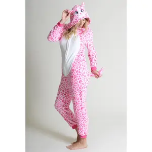 Plush Pink Leopard Animal Onesie Pajama Costume