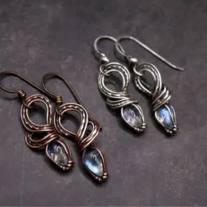 Resilient Jewelry Moonstone Wire Wrapped Dangle Earrings Female Casual