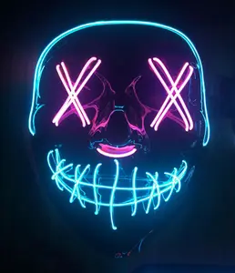 LED Halloween Mask Purge EL Wire 2 COLOR Glow Light up Mask PINK TEAL