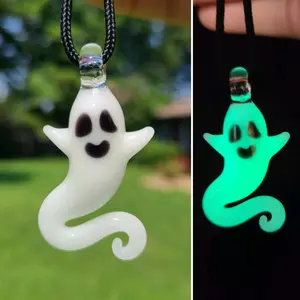 Glow in the Dark Ghost Glass Pendant Halloween