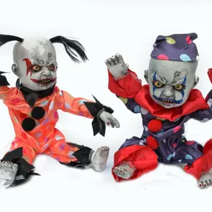 Life Size Clown Halloween Baby Props Posable Non-animated Evil Baby Set of 2