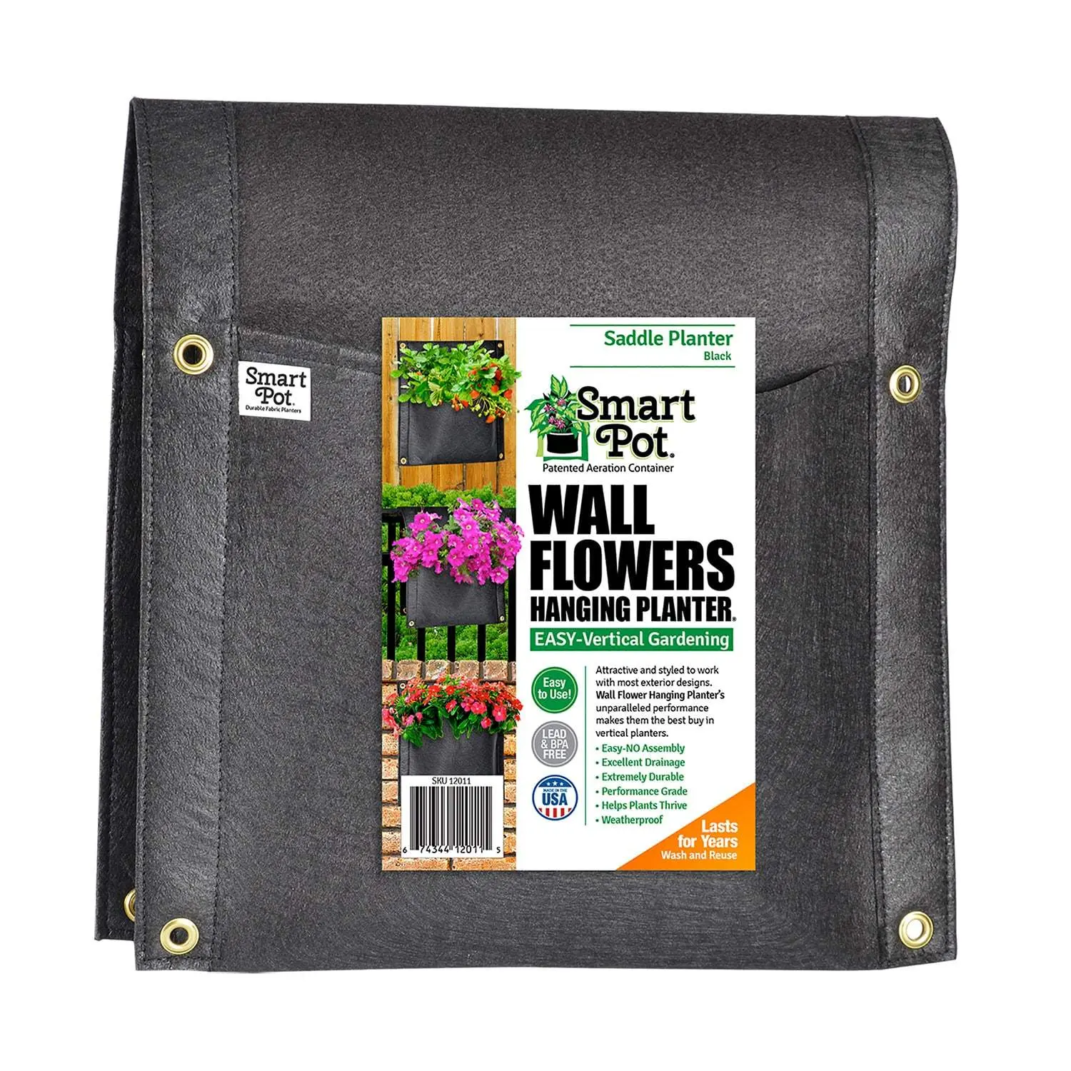 Smart Pot Wall Flower Saddle Planter -  Garden on your Patio, Rail, Fence or Gate