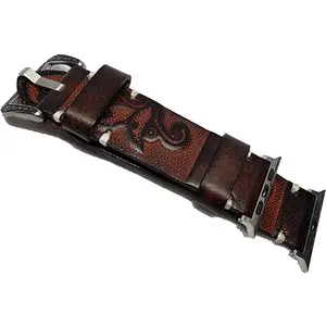 Tooled Leather watch band For Apple Watch Series 7, 6, 5, 4, 3, 2, 1 (42/44mm)