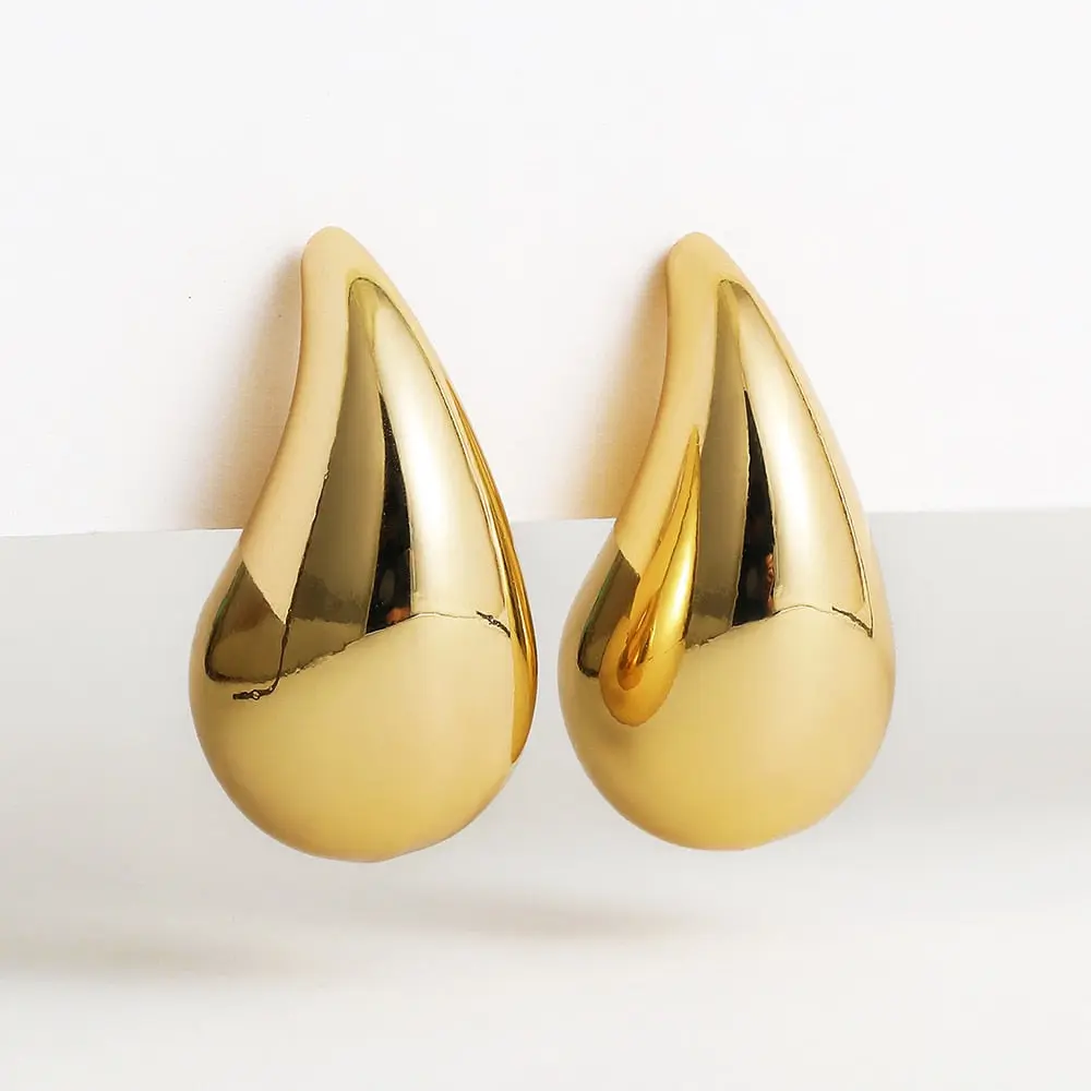 18k Gold Plated & Stainless Steel Vintage Chunky Dome Earrings, Nickle Free & Hypoallergenic, One Size
