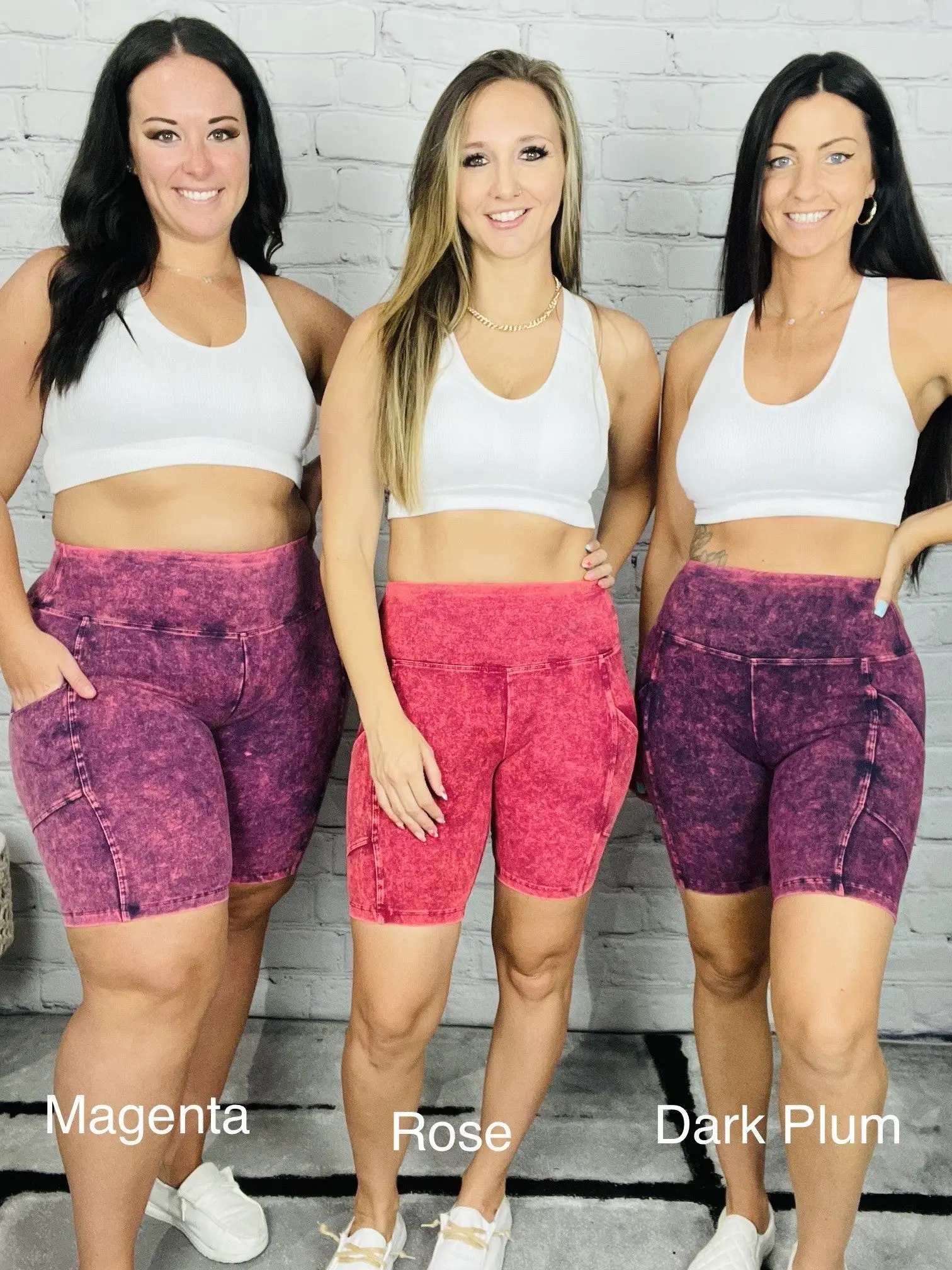 "Be a Rockstar" Mineral Wash Biker Shorts w/ Pockets (Multiple Colors)