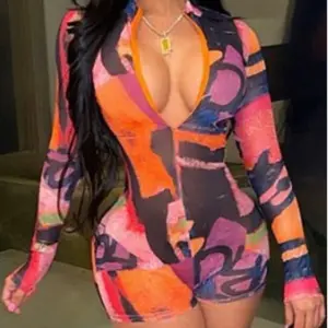 Color block Mesh Romper