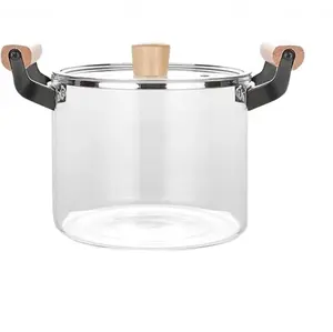 2.5L  Home Heat Resistant Heat-proof Borosilicate Kitchen Soup Cooking Tools With Lid Glass Cookware Pot