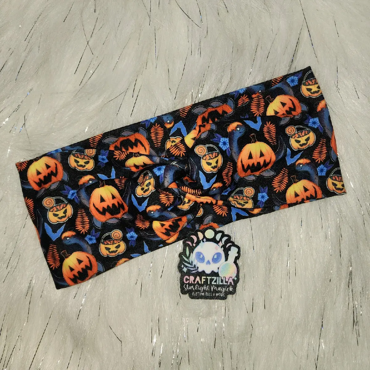 Headband - pumpkin spooky dino