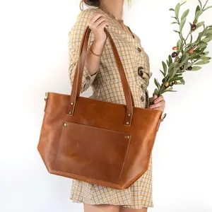 Elegant Monogrammed Leather Tote - A Statement of Sophistication