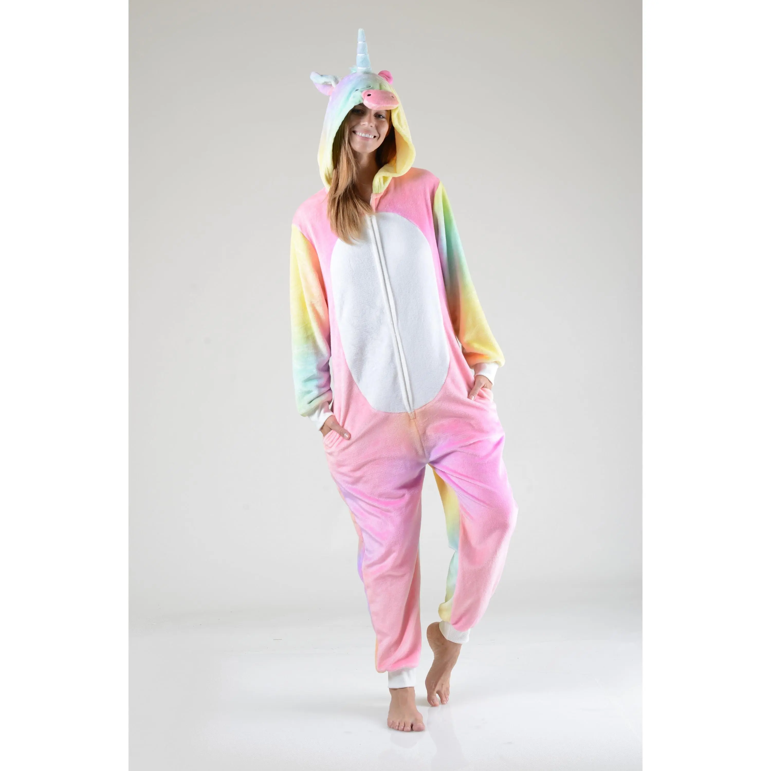 Plush Tie-Dye Unicorn Animal Onesie Pajama
