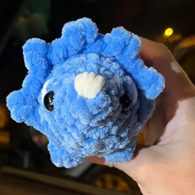 Hand crocheted Amigurumi Triceratops *Customizable Body Color*