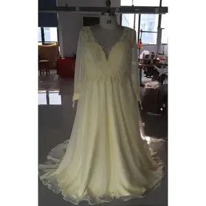 Pastel Yellow Plus Size lace Formal Dress