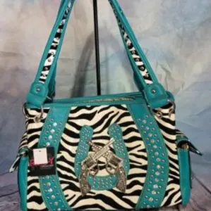 Blue Zebra Horseshoe Conceal Carry Handbag