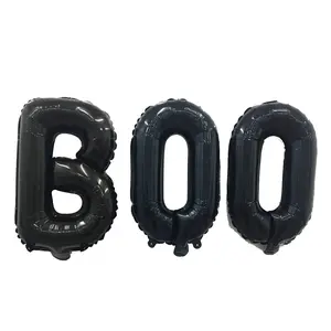 "Boo" Foil Balloon Set - 16" Mylar Balloon Sign, Black Color, Plain Pattern, 3 Pieces Set, Party Decorations