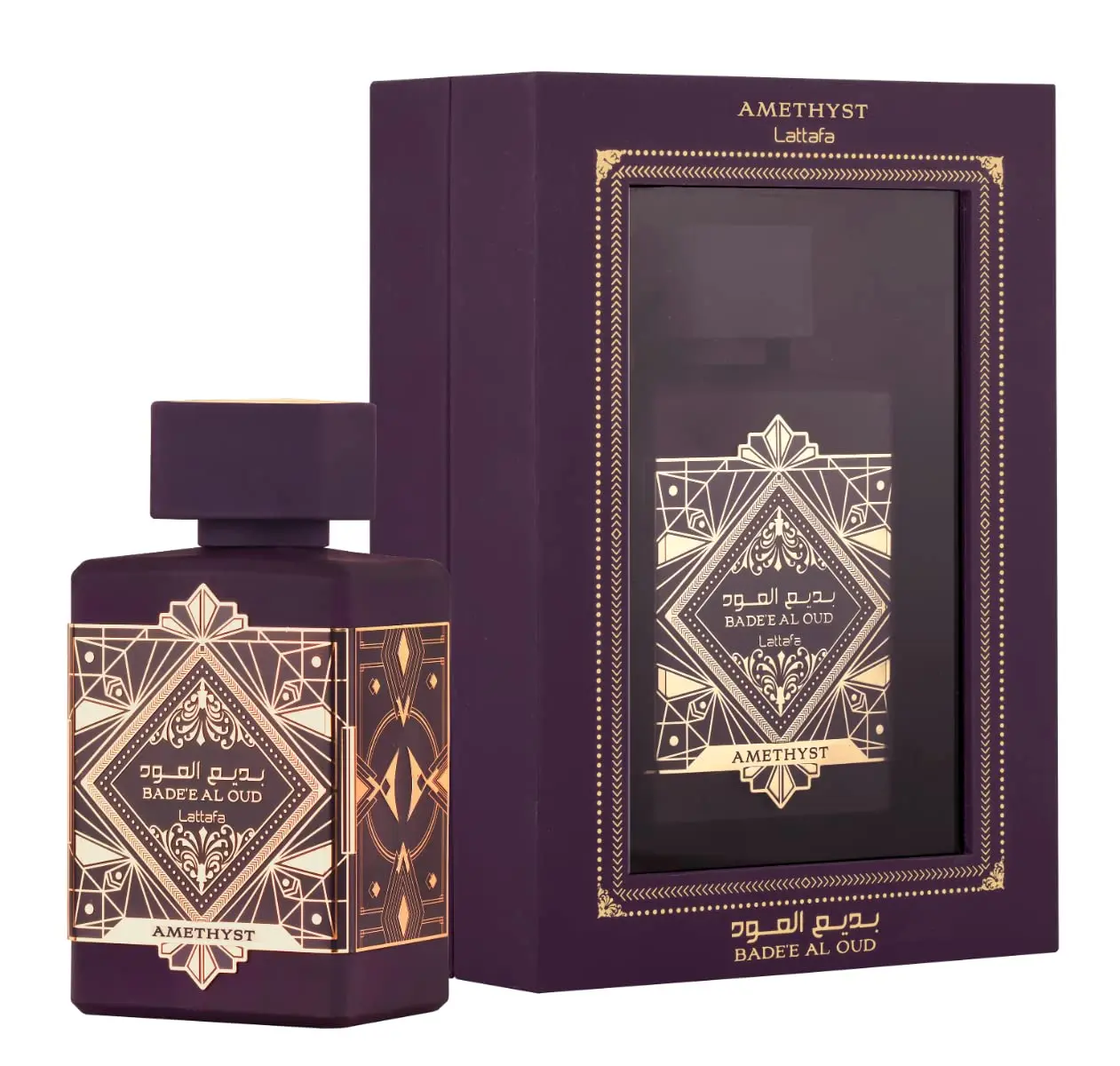 Lattafa Bade'e Al Oud Amethyst Eau de Parfum 100ml (3.4oz) | Unisex Spray Perfume with Sweet, Smoky & Floral Notes