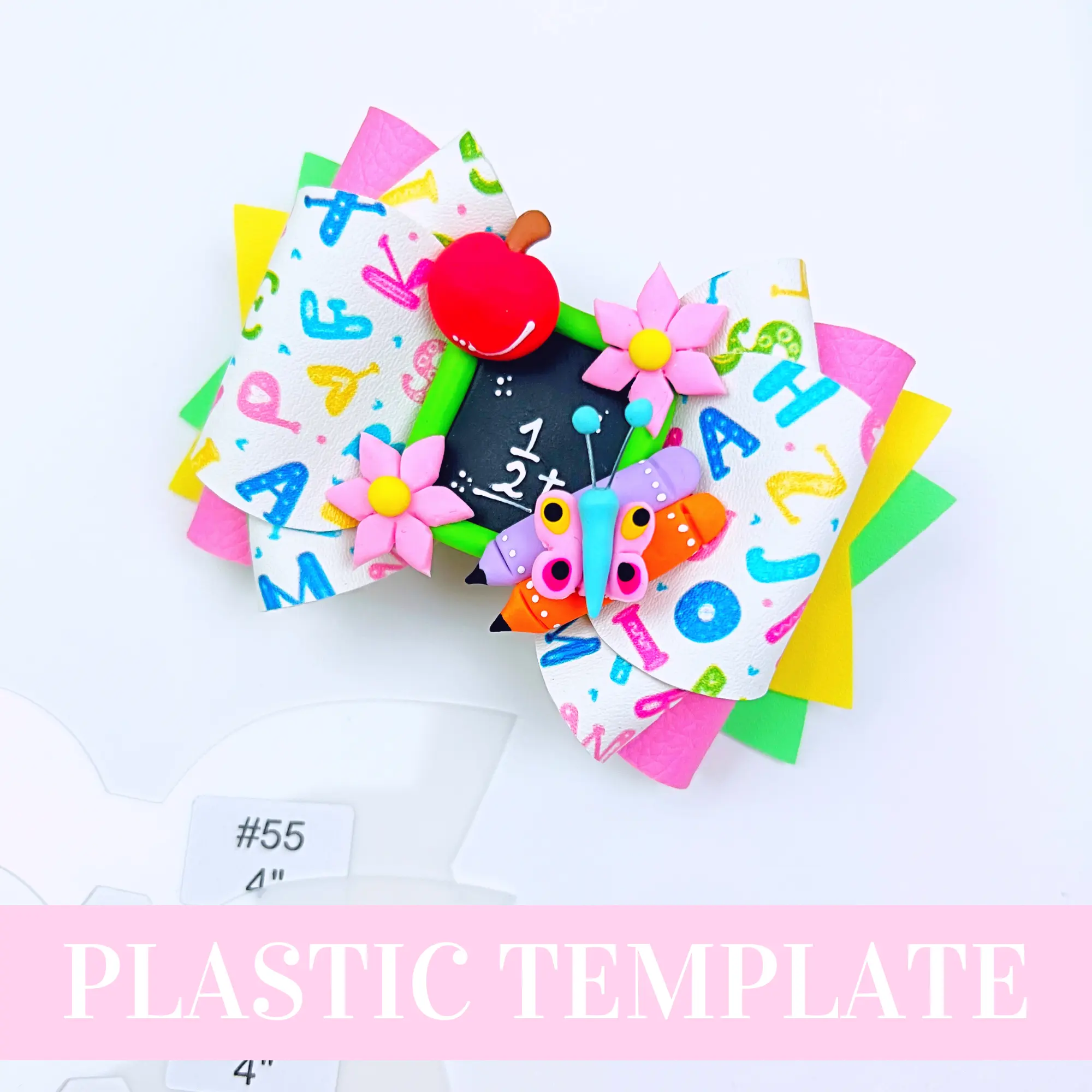 Bow # 55 Plastic Hair Bow Template - 4 sizes - Hair Bow Template Plastic Trace and Cut Template