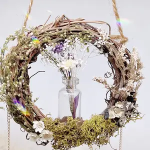 Mini flower wreath with crystal Home Ornament Car Pendant