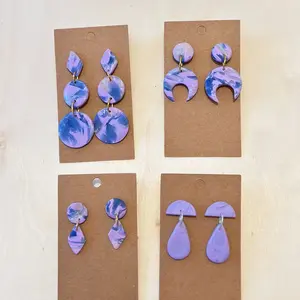 Purple Marble Polymer Clay Earrings