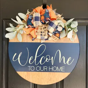 Fall Welcome Wood Round Door Hanger