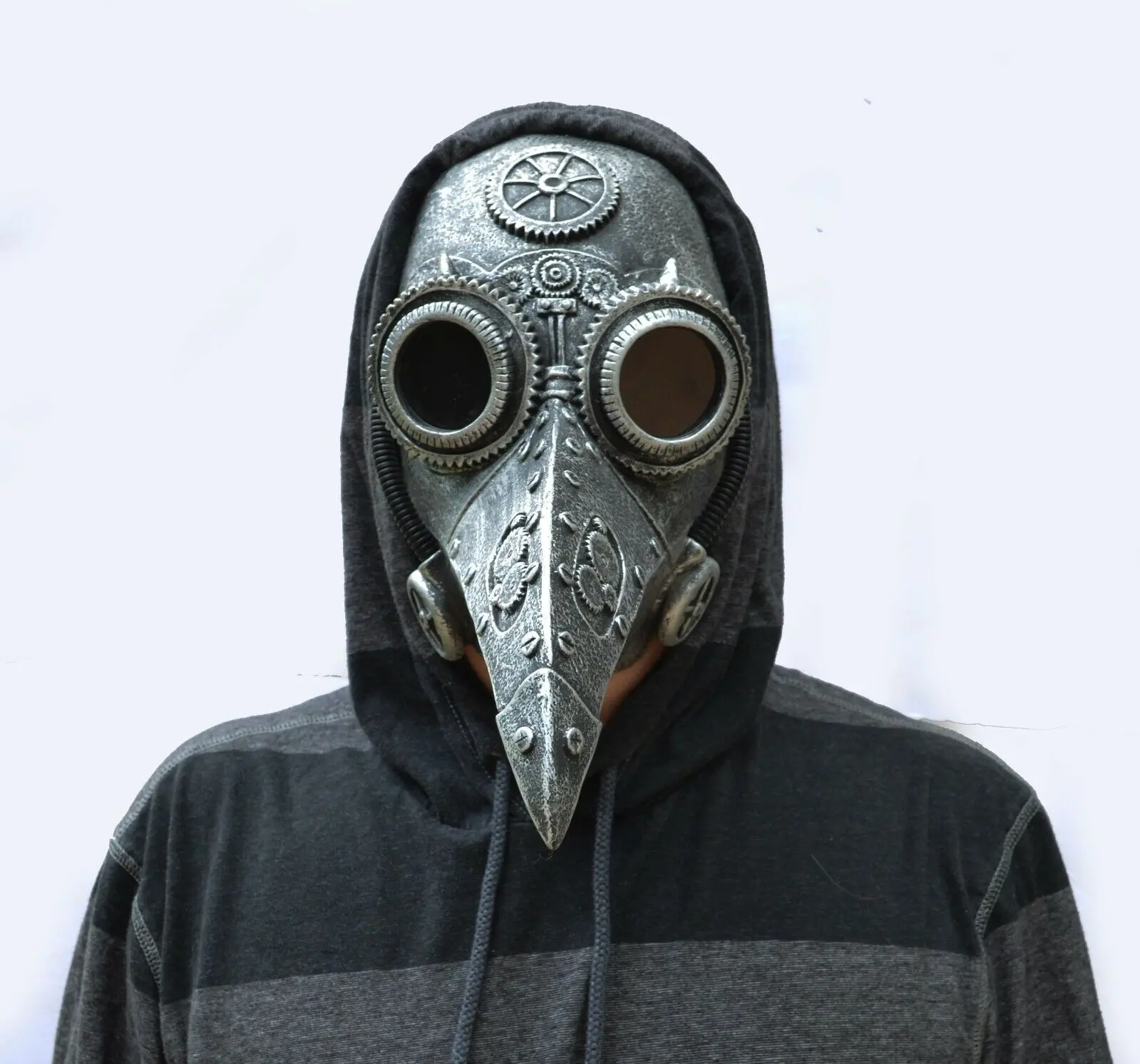 Plague Doctor Mask Halloween Bird Beak Raven Crow SteamPunk Mask SILVER