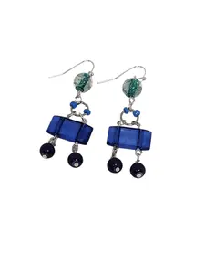Hand Crafted Hypoallergenic Purple And Blue Beaded Gift Earrings With Silver Hooks For Women -  jewelry  women dangle earring