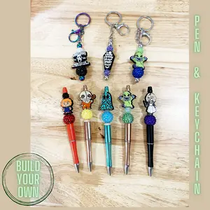 BUILD YOUR OWN Plastic beaded pen and Metal Keychain