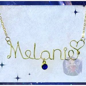 Birthstone Wire Name Necklaces