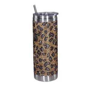 BUBBLES & BLING TUMBLER WILD THING LEOPARD GOLD